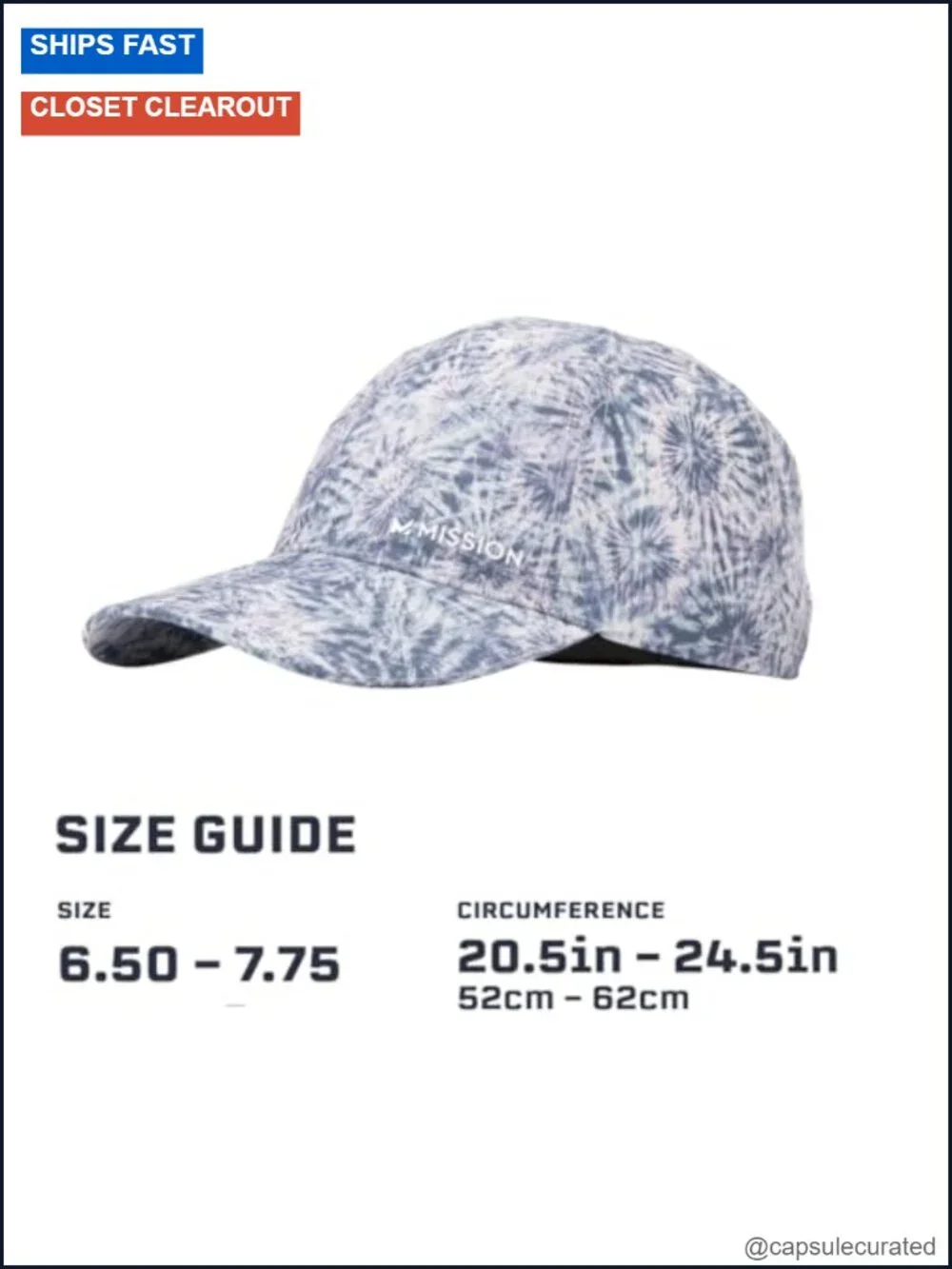 MISSION Cooling Hat UPF 50 Adjustable Lightweight Performance Baseball Cap for